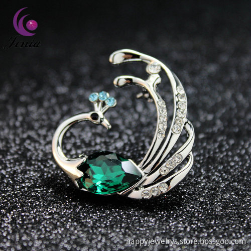 Jenia Popular Colour Gemstone Brooch Beautiful Peafowl Brooch Pins For Women